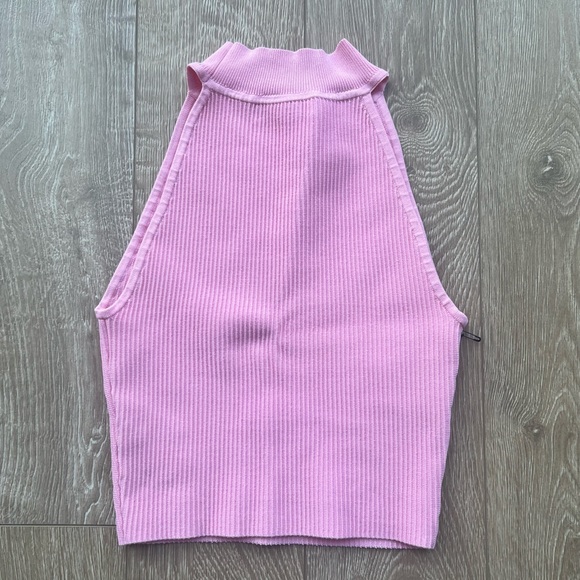 Aritzia Babaton Pink Sculpt Knit Mockneck Halter Top - Picture 4 of 4